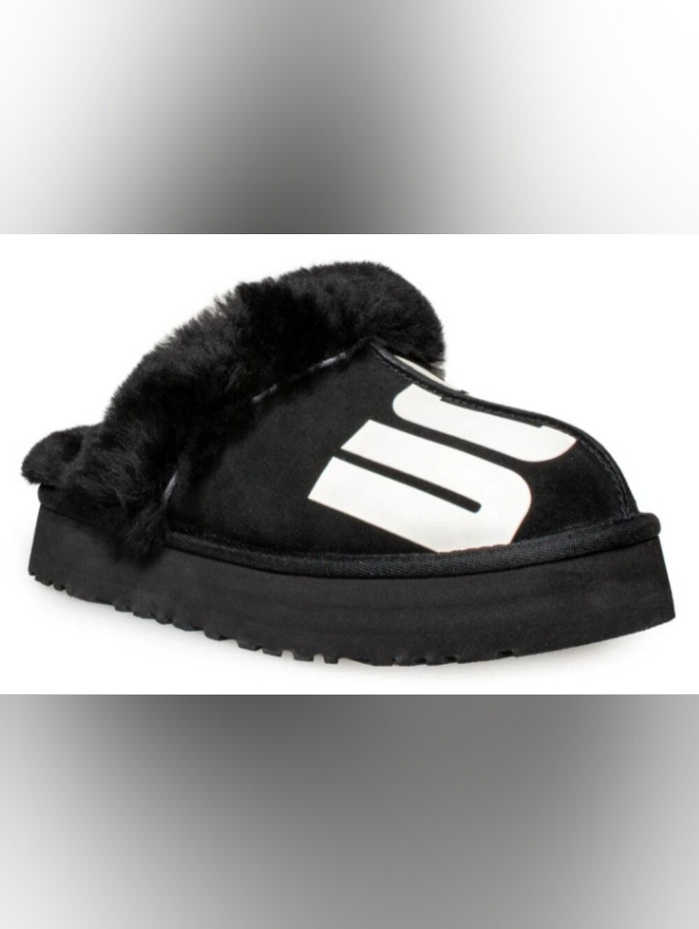 UGG Disquette Chopd Black Slippers Size 7 Used Excellent